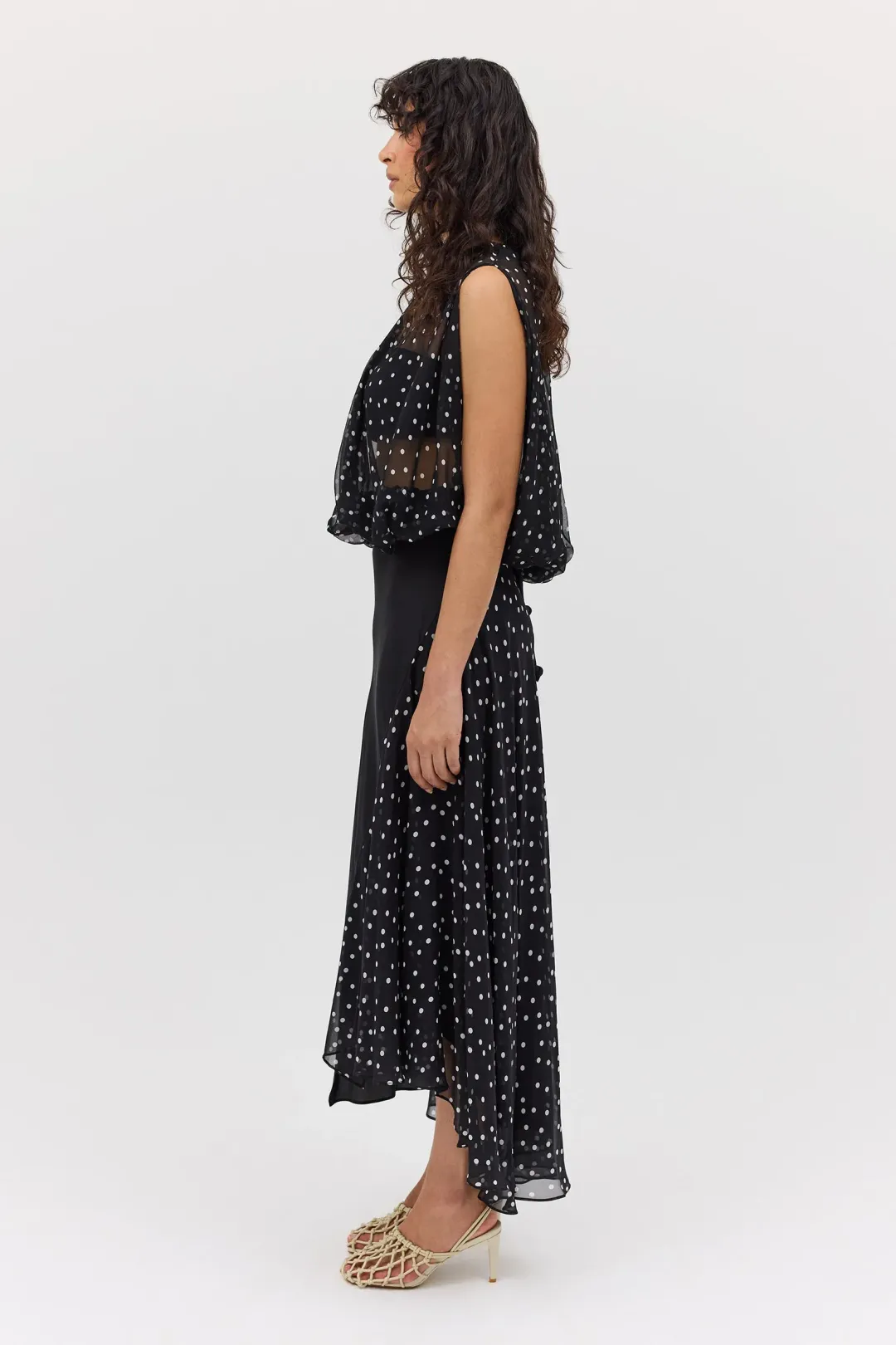 Bianca Spender Black Polka Dot Silk Emerge Top Size S for rent on The Volte - main image