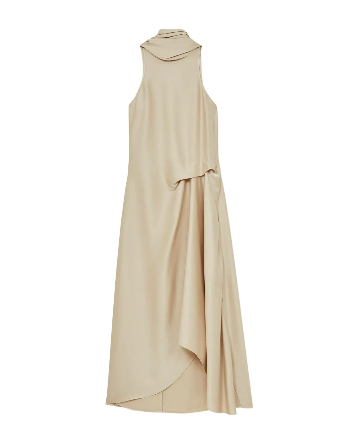 Reiss Michelle Drape Occasion Midi Dress Nude Size 14 - Image 4