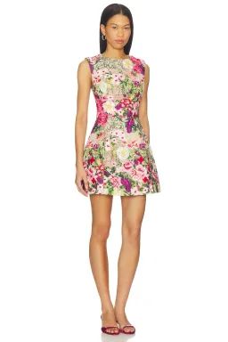 Flora Tulip Mini Dress in Pink & Green Floral for rent on The Volte - image 1