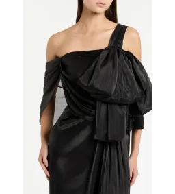 Carla Zampatti Lustre Chiffon Bow Gown in Black Size AU12 for rent on The Volte - image 3