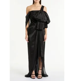 Carla Zampatti Lustre Chiffon Bow Gown in Black Size AU12 for rent on The Volte - image 1