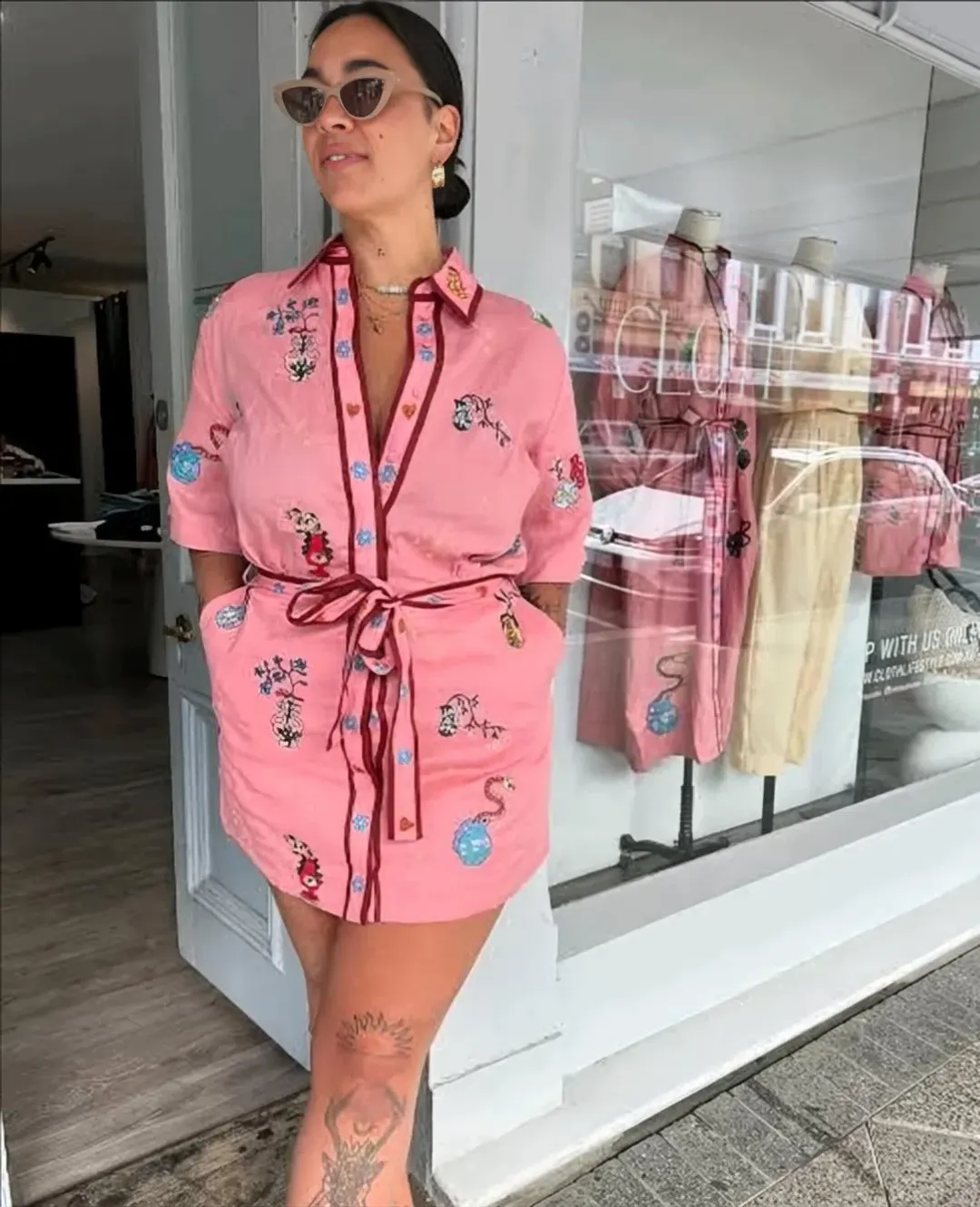 Alemais Timmy Embroidered Mini Dress in Pink Size AU 10 for rent on The Volte - main image