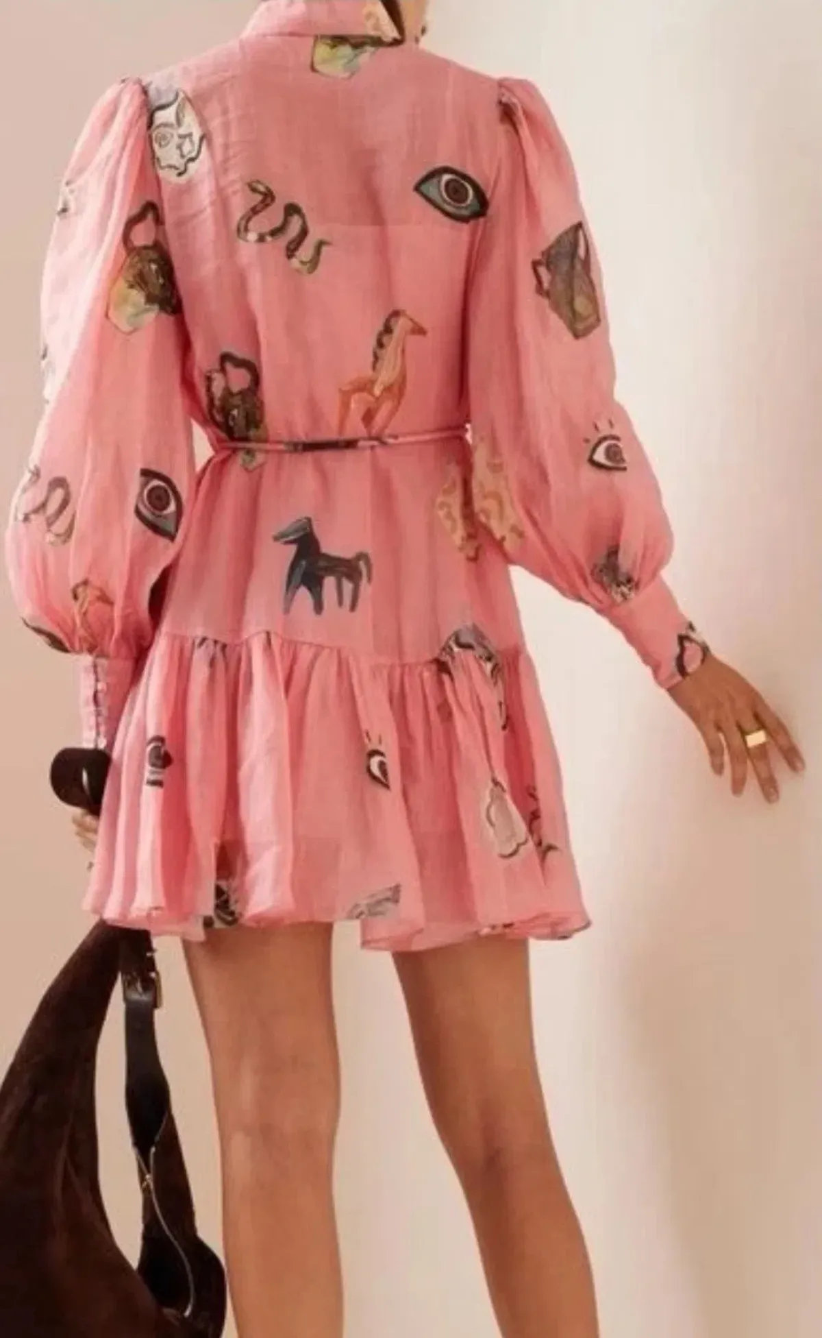 Alemais Cleo Mini Smock Dress in Pink Size AU 6 - Image 3