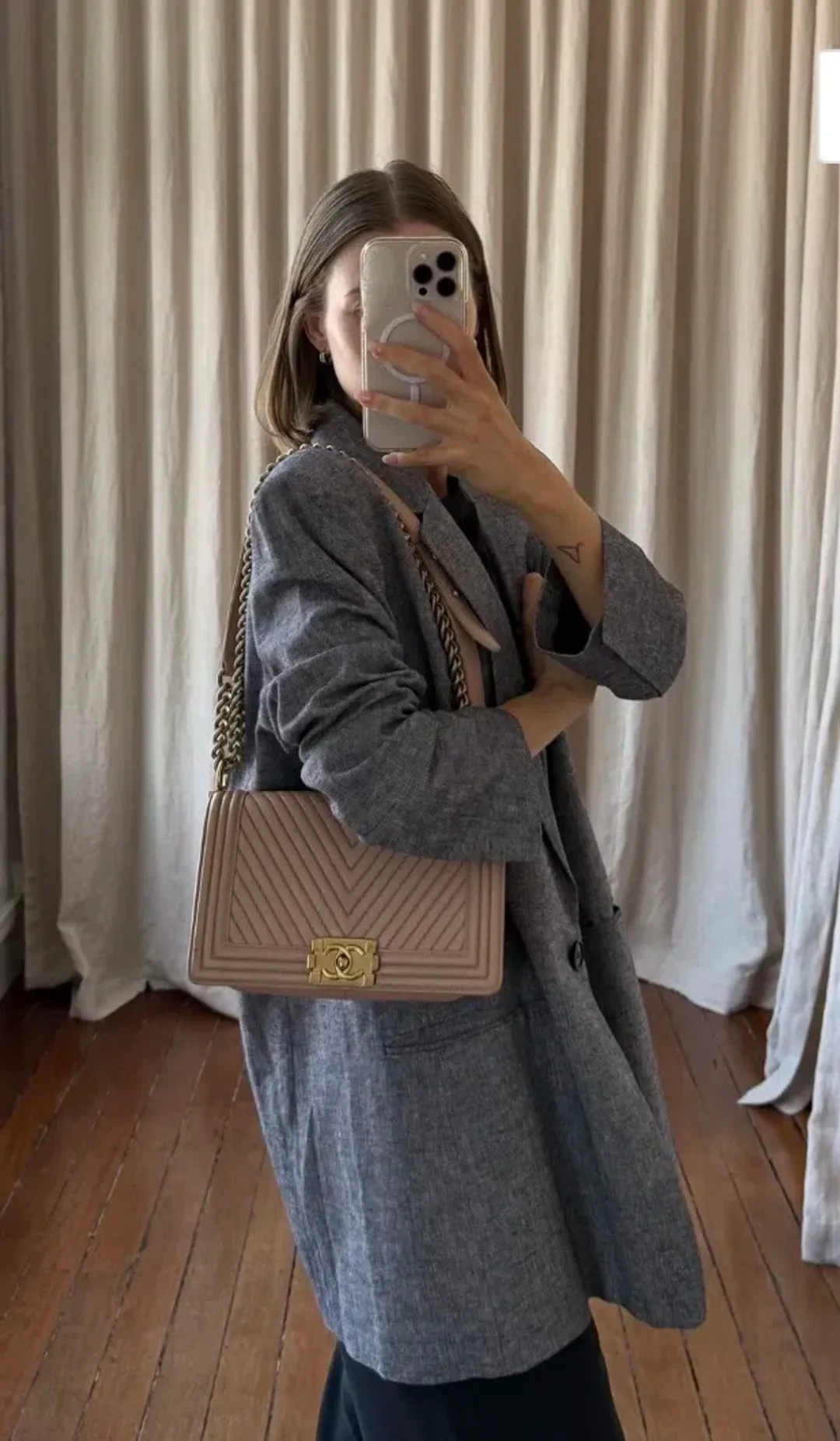 CHANEL LAMBSKIN MEDIUM BOY BAG HANDBAG for rent on The Volte - main image