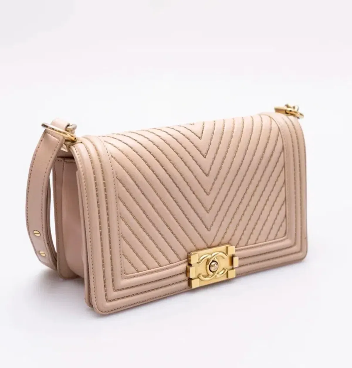 CHANEL LAMBSKIN MEDIUM BOY BAG HANDBAG - Image 3