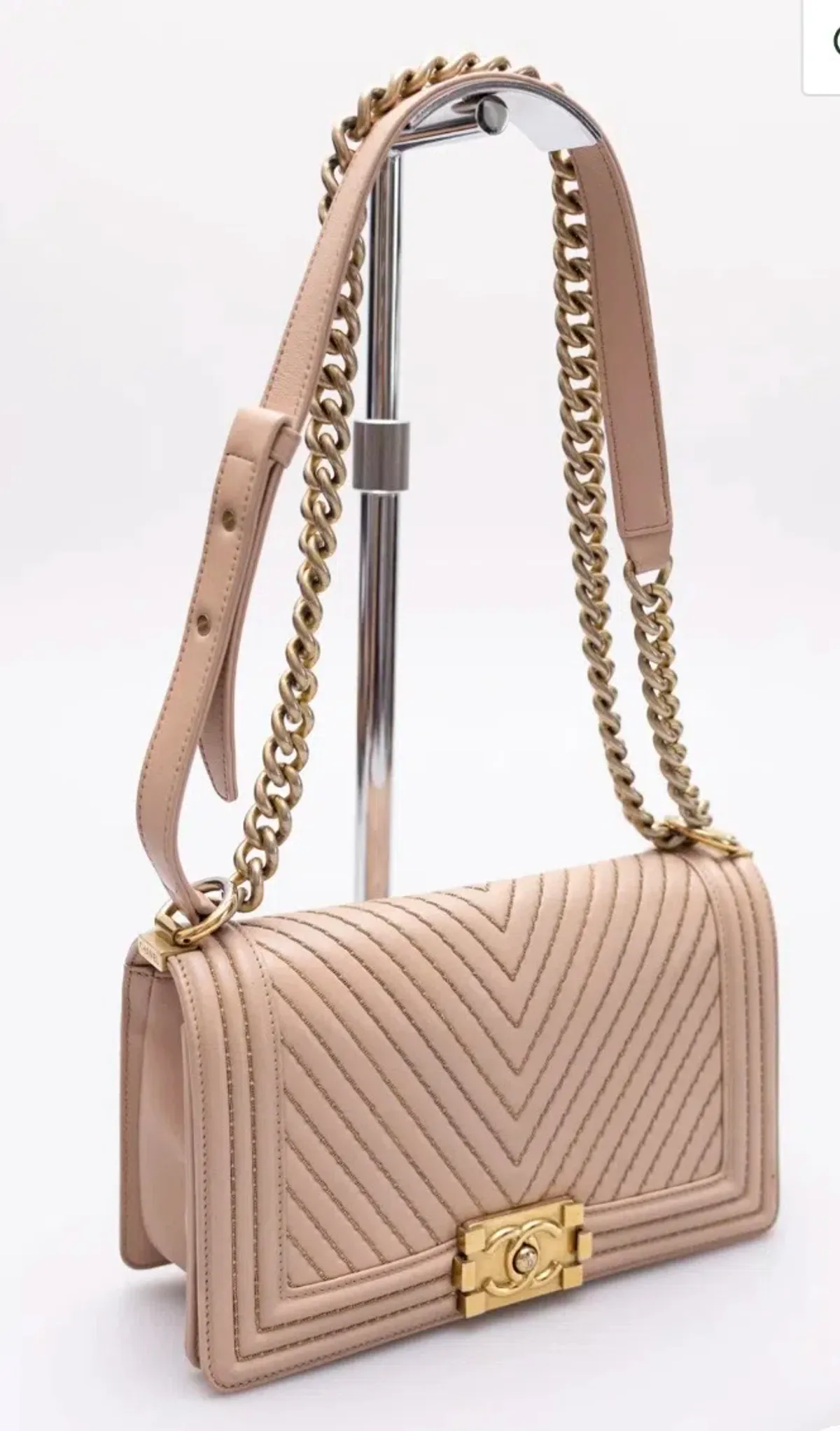CHANEL LAMBSKIN MEDIUM BOY BAG HANDBAG - Image 4