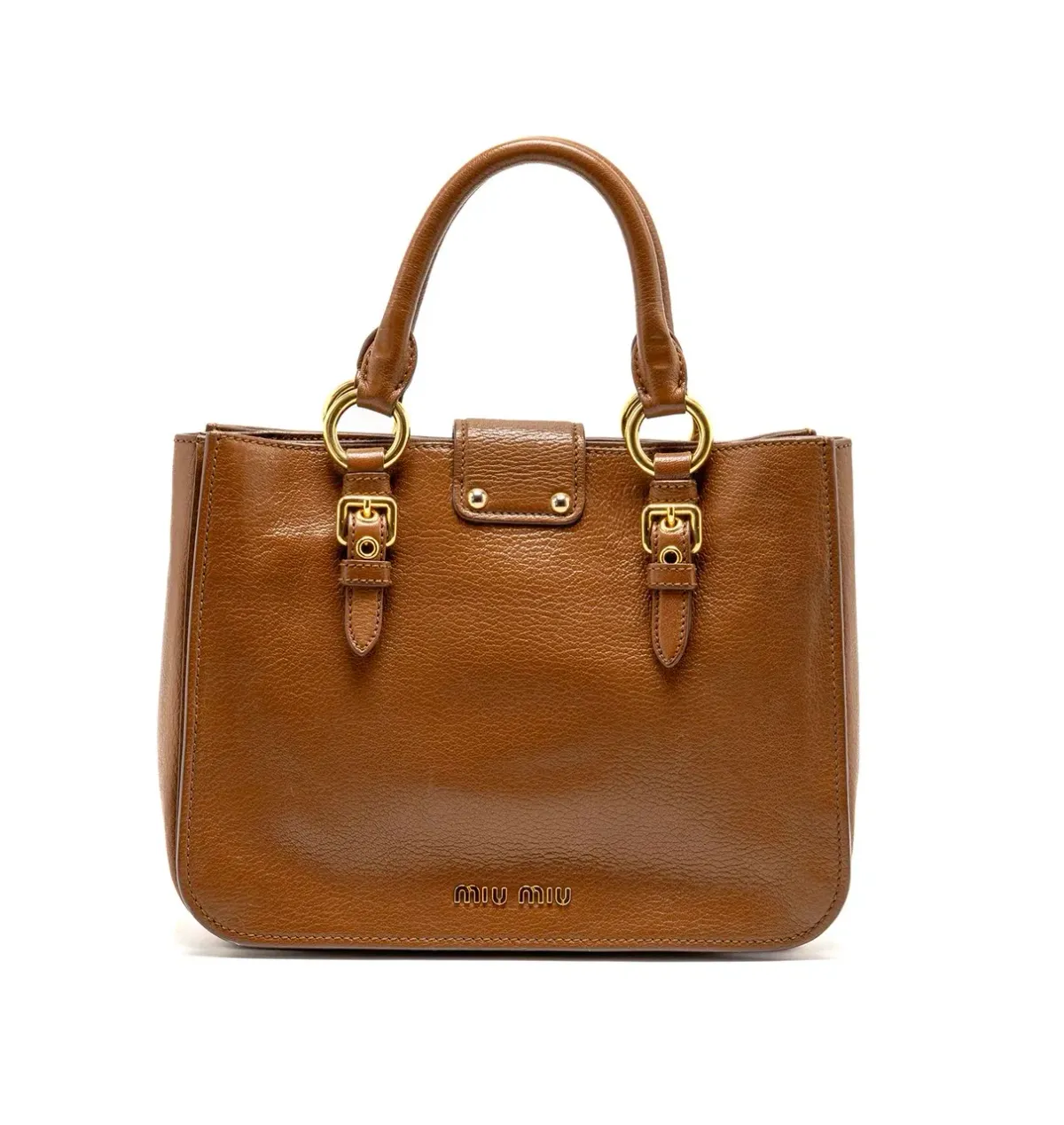 Miu Miu Madras Tote Bag Calfskin Brown Handbag - Image 3
