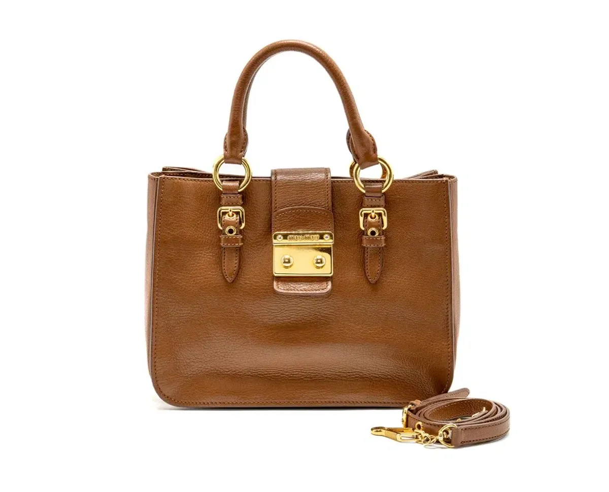 Miu Miu Madras Tote Bag Calfskin Brown Handbag - Image 2