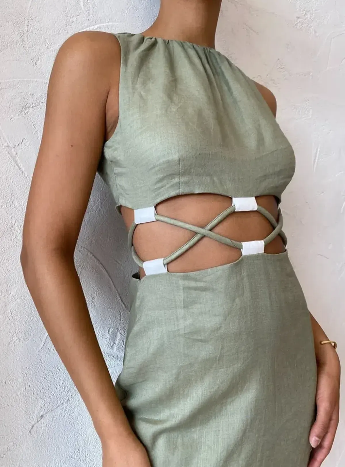 SIR the label green linen Mayra maxi dress size 0 - Image 3