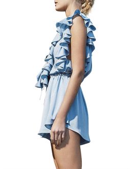 Shona Joy Ruffle Lace Up Playsuit Blue Size 6 for rent on The Volte - image 2