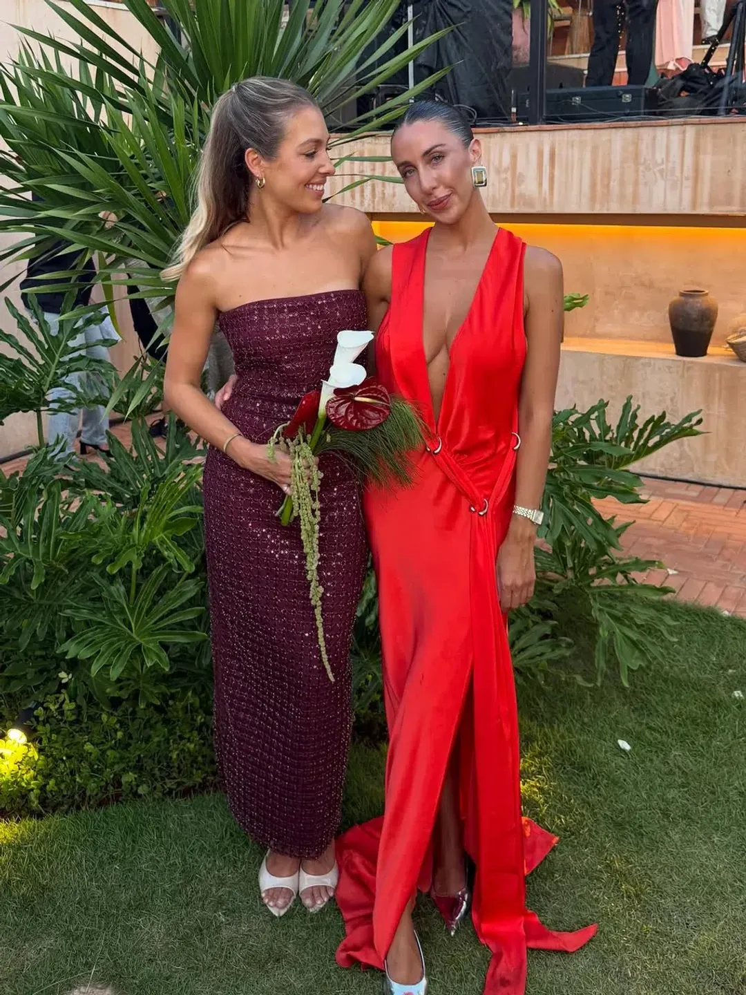 MISHA Harlow Satin Maxi Dress Chilli Size XS for rent on The Volte - main image