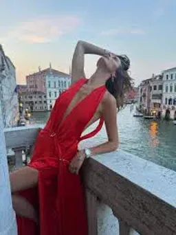 MISHA Harlow Satin Maxi Dress Chilli Size XS for rent on The Volte - image 2