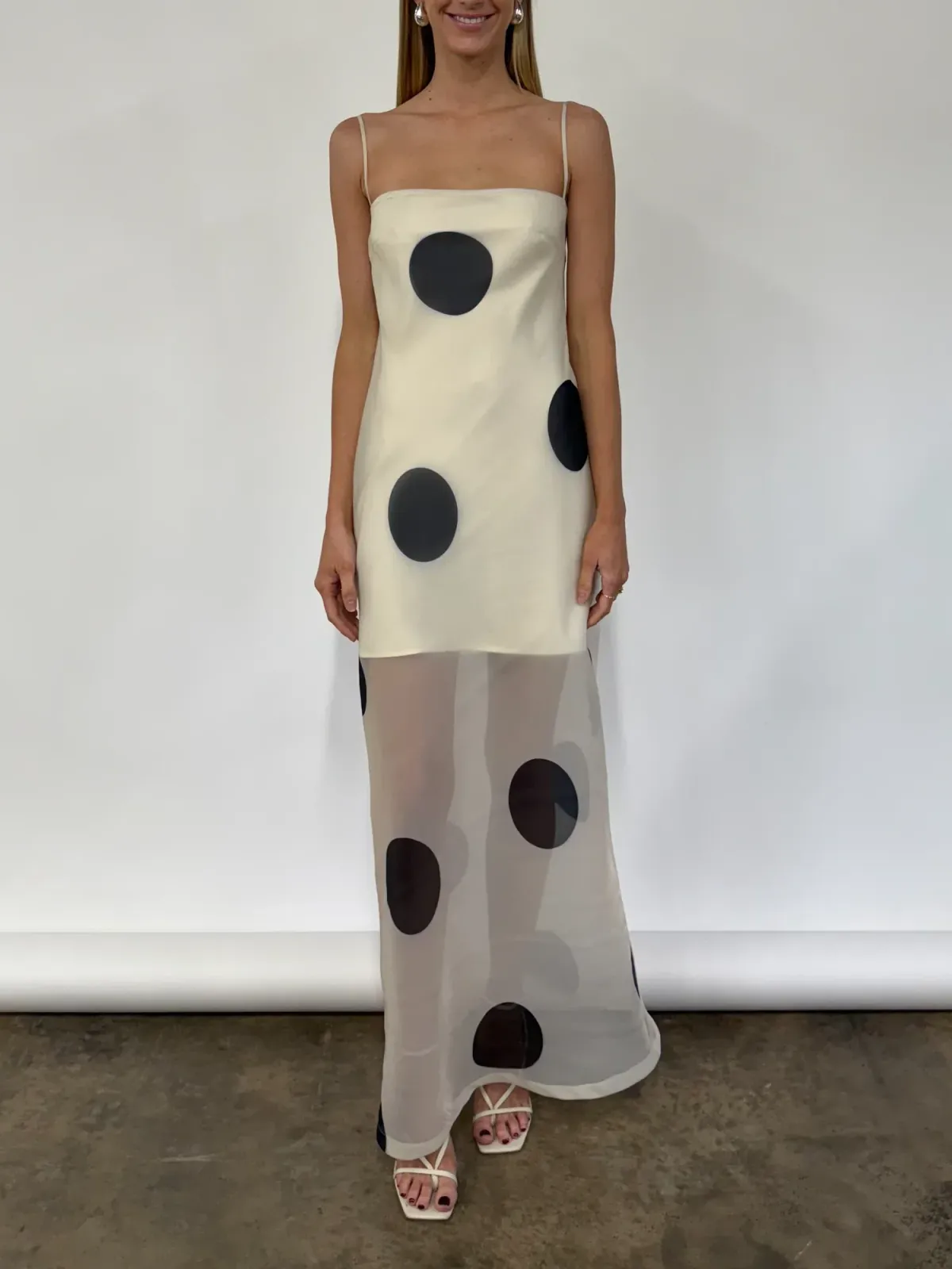 By Nicola Mila Maxi Dress size 14 Ivory Polka Dot - Image 1