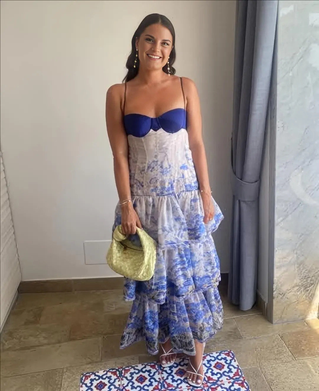Zimmermann Luminous Tiered Dress in Cornflower Floral Size 1 AU 10 for rent on The Volte - main image