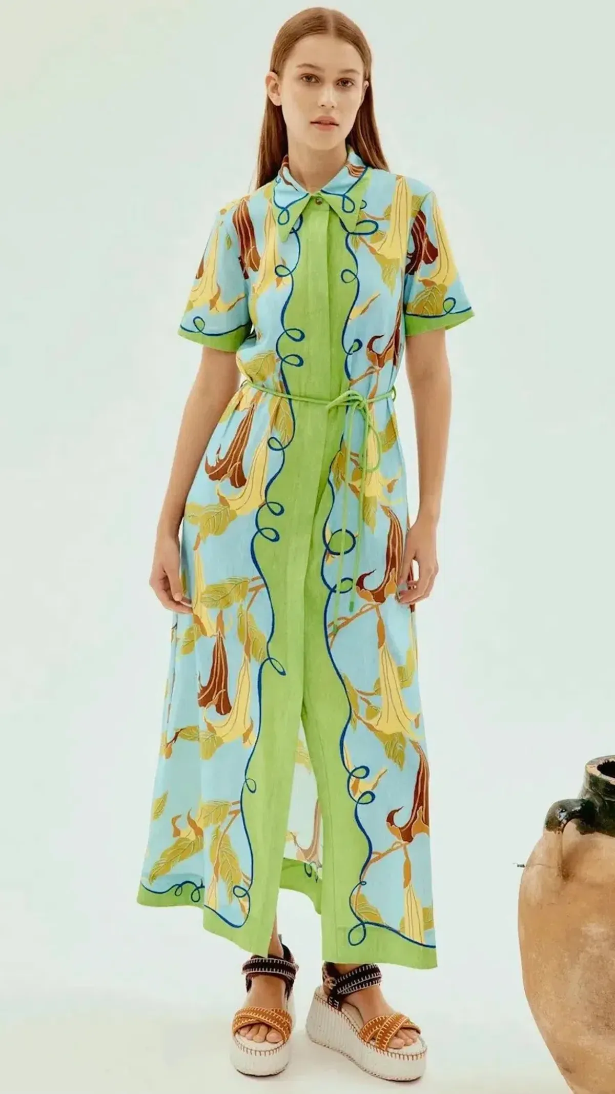Alemais Alemais Rafaela Shirtdress Green Print size 12 - Image 4