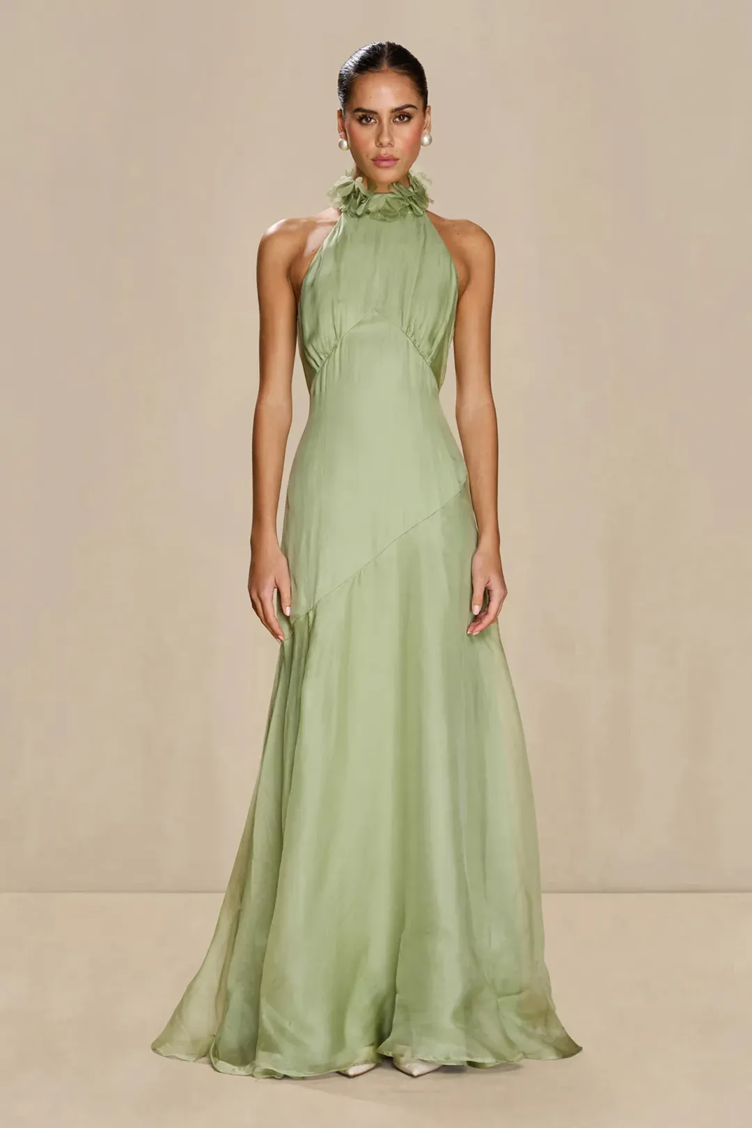 Sonya Moda Noelle Maxi Gown Moss Green Size AU 10 for rent on The Volte - main image