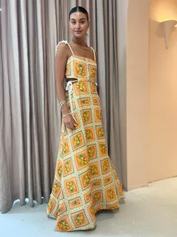 By Nicola Lemonade Tie Maxi Dress Orange Mosaic Size 10 for rent on The Volte - image 3