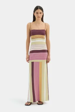 Sir the Label Fontana Slip Dress Purple & Yellow Elisa Stripe size 3 for rent on The Volte - image 1