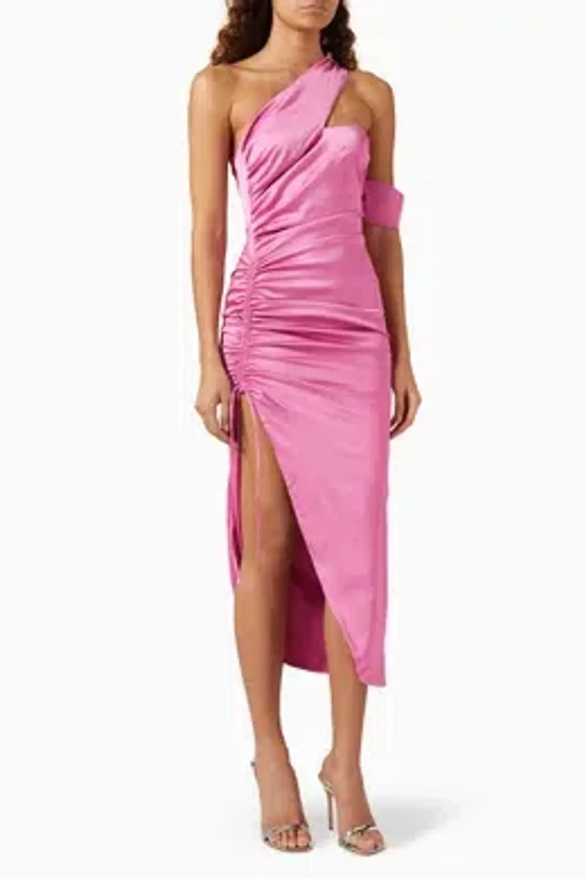 elle zeitoune Sierra Asymmetric Midi Dress In Pink | Size AU 12 - Image 2