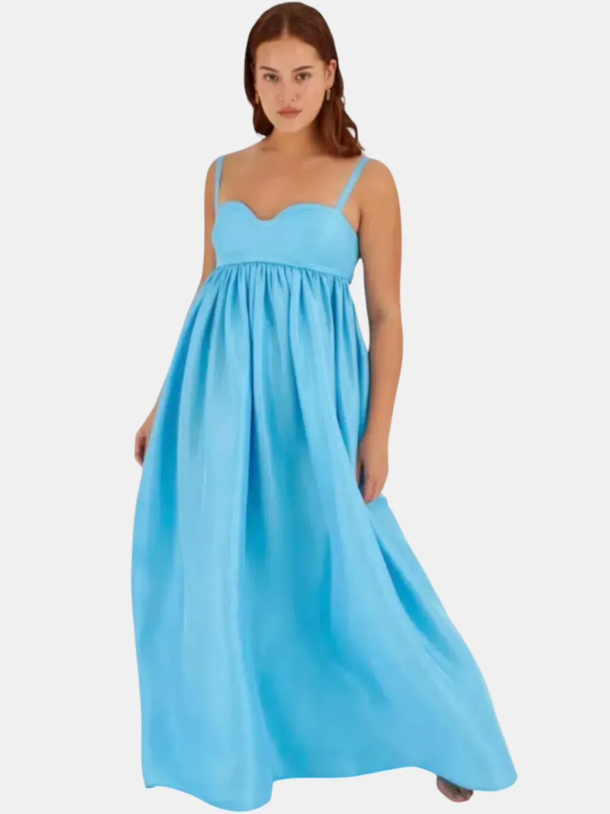 Oroton Bodice Detail Lake Blue Gown Size 14 Silk Strappy Maxi Dress - Image 6