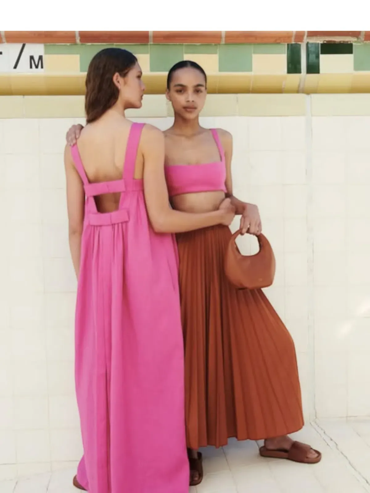 Oroton Bow Detail Fuchsia Pink Sundress Size 14 Linen Strappy Maxi Gown - Image 7