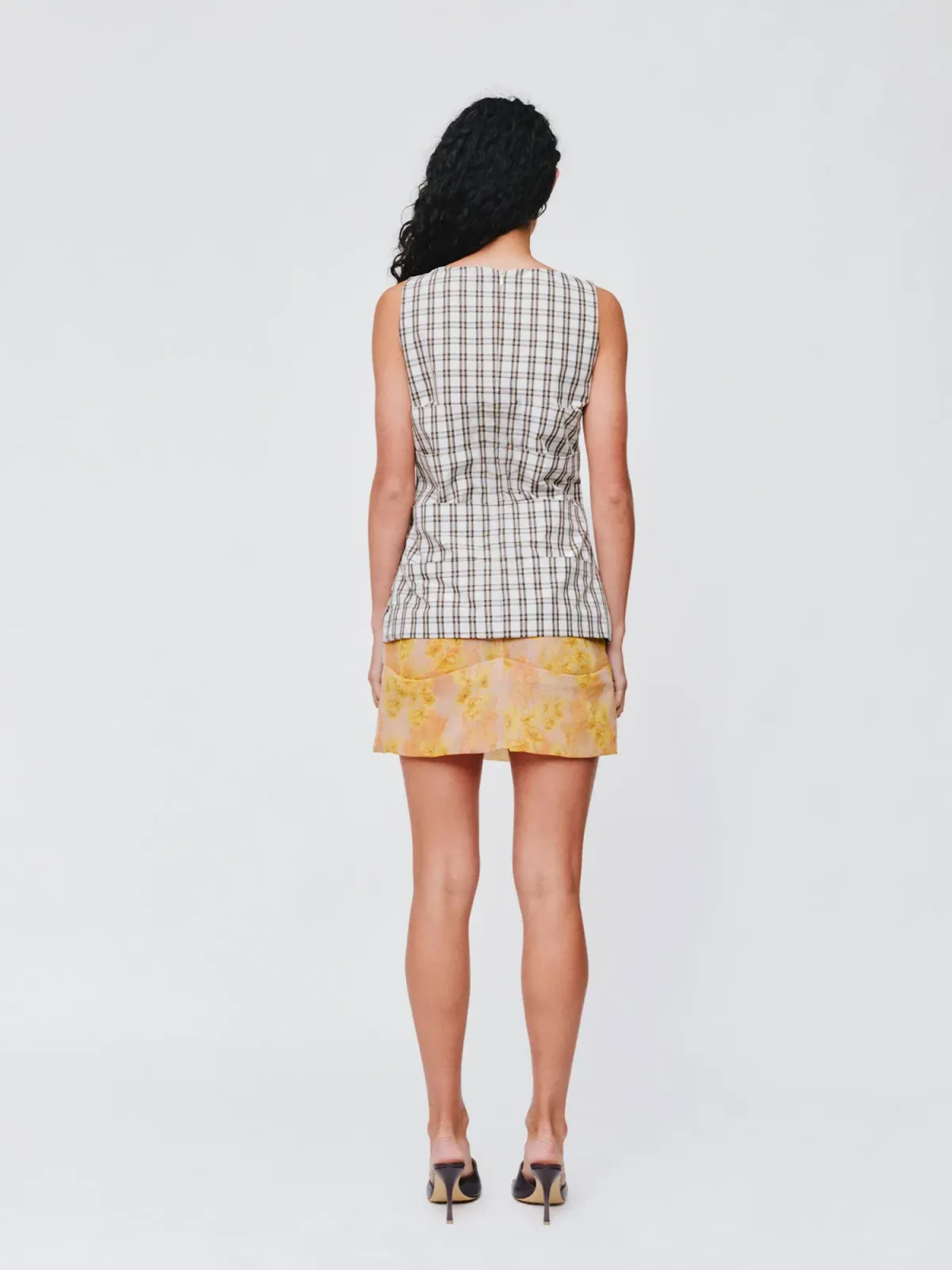 Wynn Hamlyn Emily Mini Dress - Multi Plaid/Floral - Size 8 - Image 4