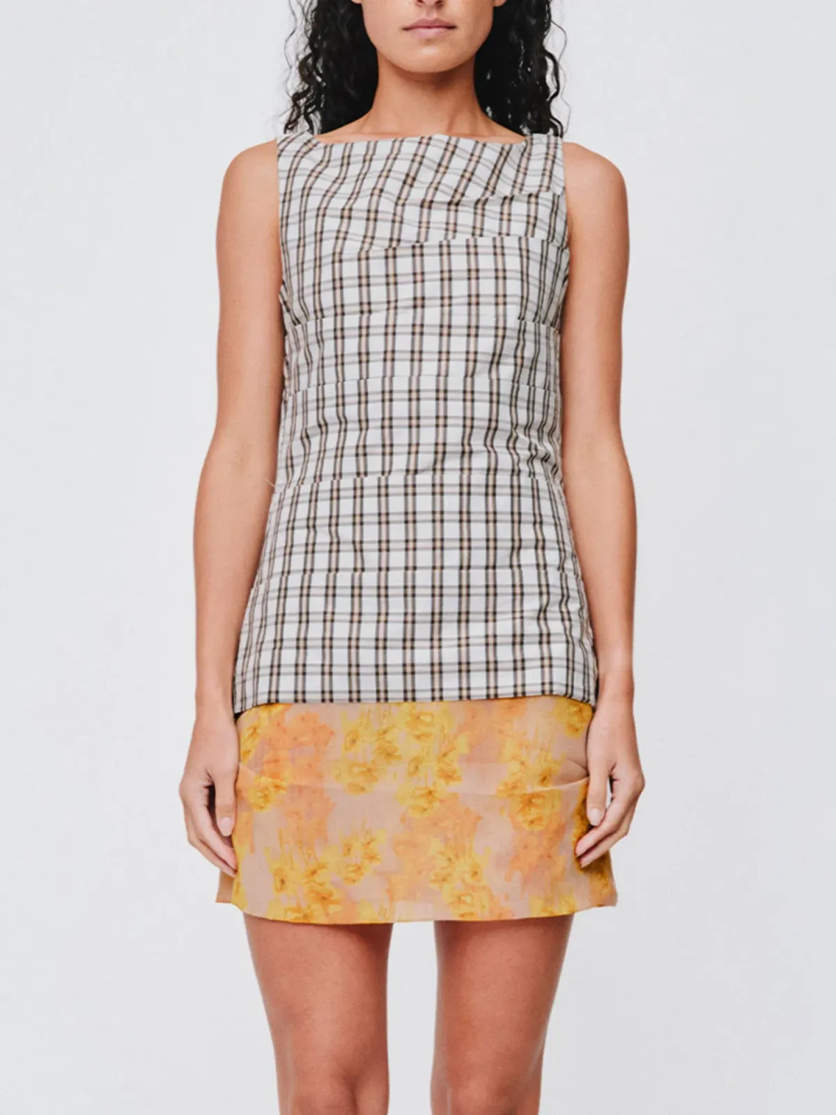 Wynn Hamlyn Emily Mini Dress - Multi Plaid/Floral - Size 8 - Image 5