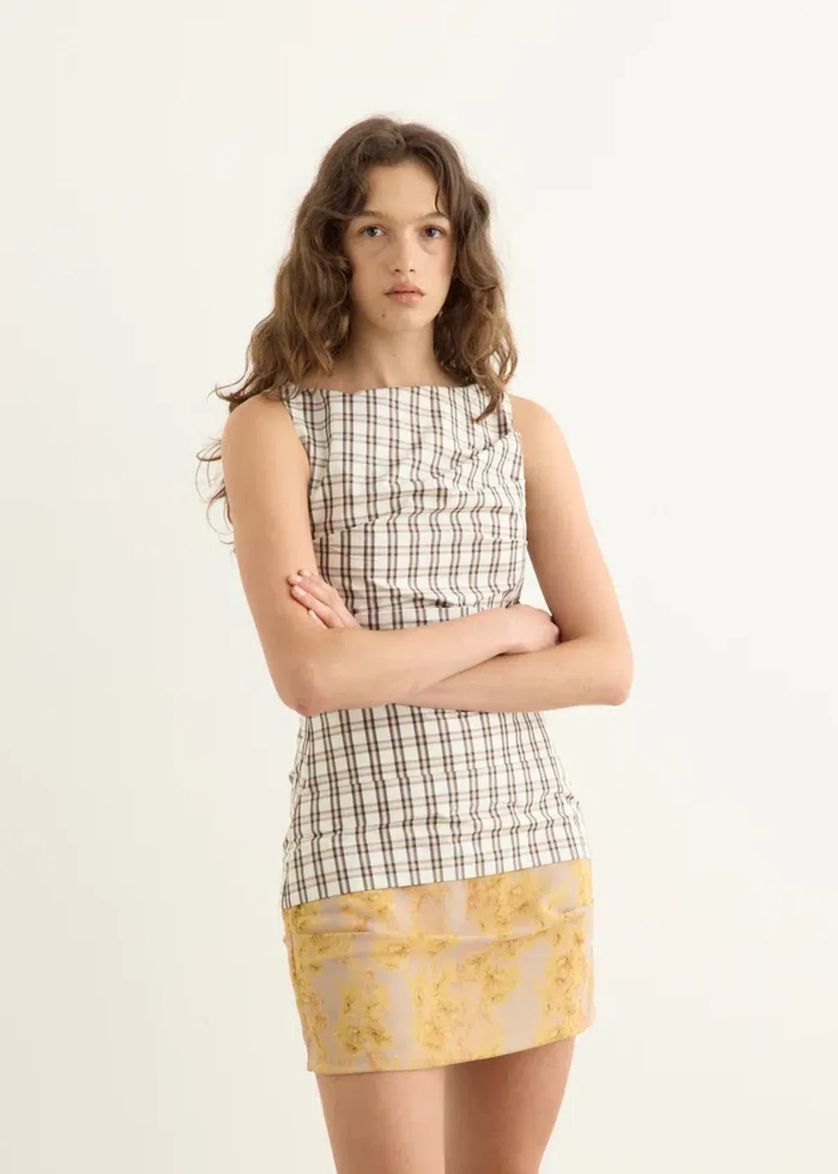 Wynn Hamlyn Emily Mini Dress - Multi Plaid/Floral - Size 8 - Image 8