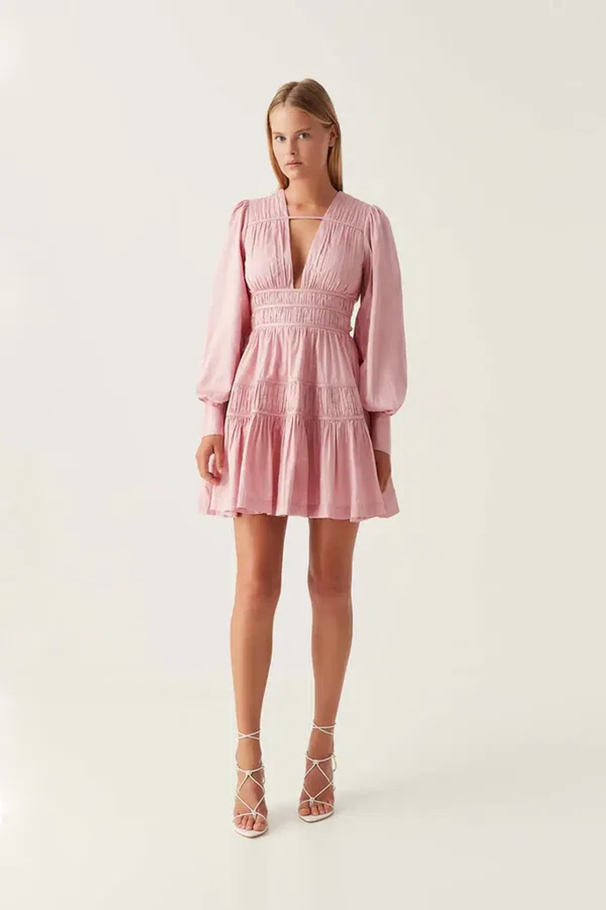 AJE - Fallingwater Ruched Mini Dress Pink - Image 1