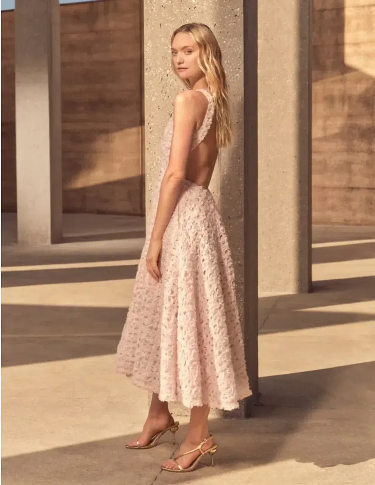 AJE Quintette backless midi dress pink Size 6 - Image 3