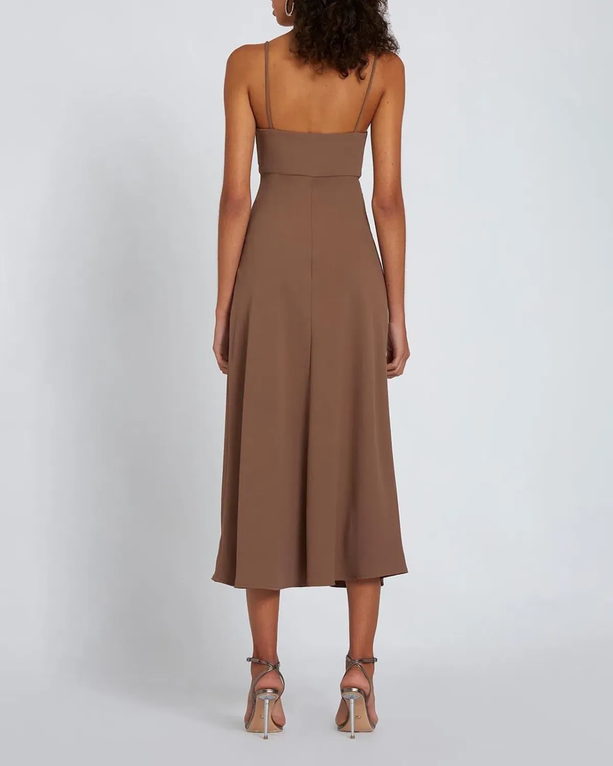 BY JOHNNY Fall Bias Midi Dress In Brown Mocha | Size AU 14 - Image 2