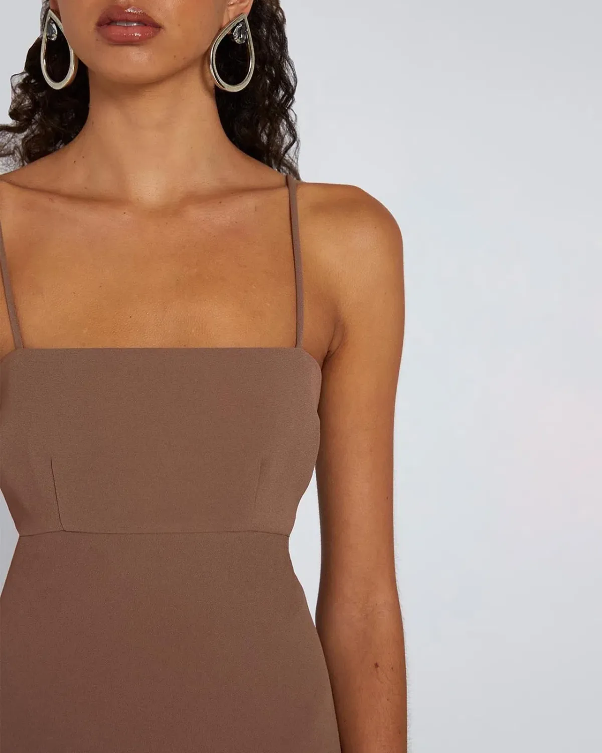 BY JOHNNY Fall Bias Midi Dress In Brown Mocha | Size AU 14 - Image 3