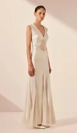 Shona Joy Moraya Godet Maxi Dress Pearl White Size 12 for rent on The Volte - image 2