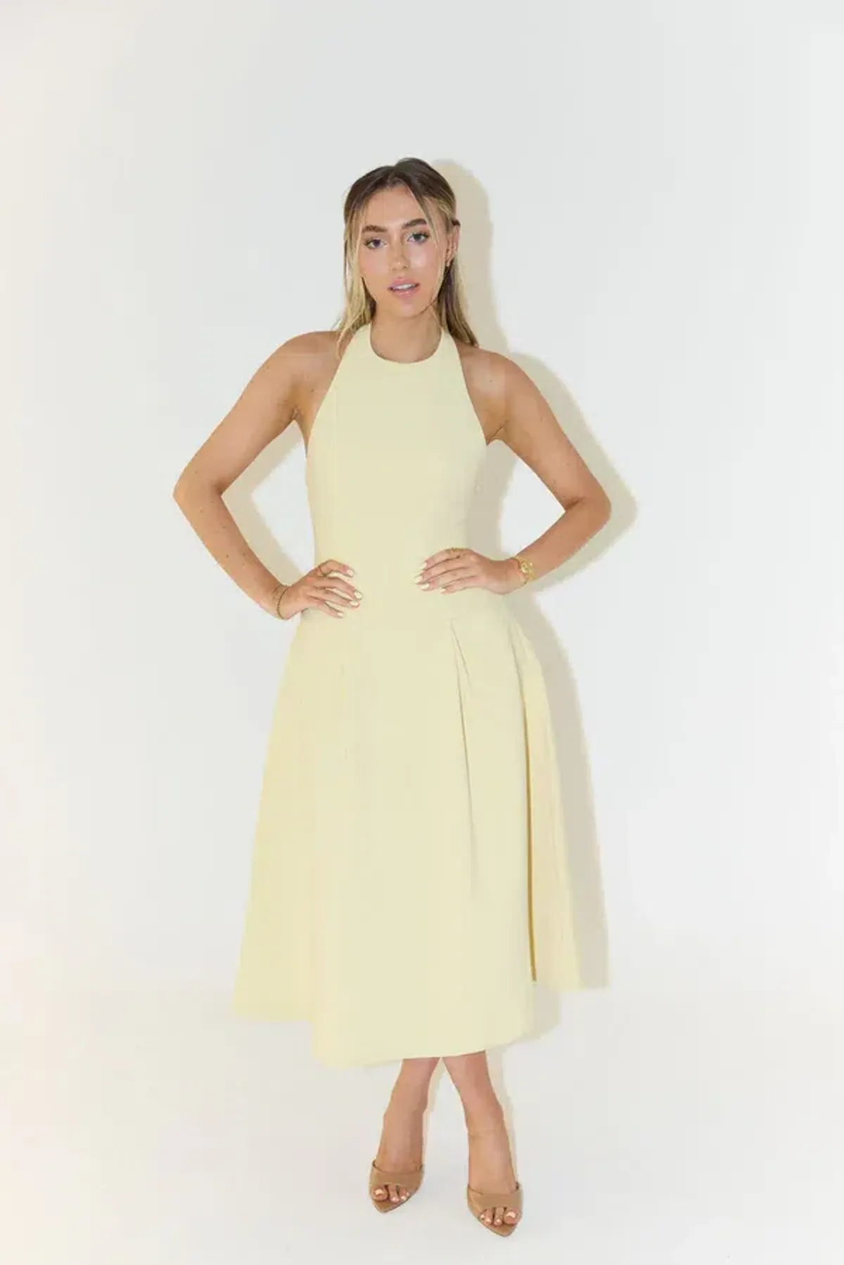 Odd Muse - The Ultimate Muse Dropped Hem Midi Dress - Lemon - Image 2