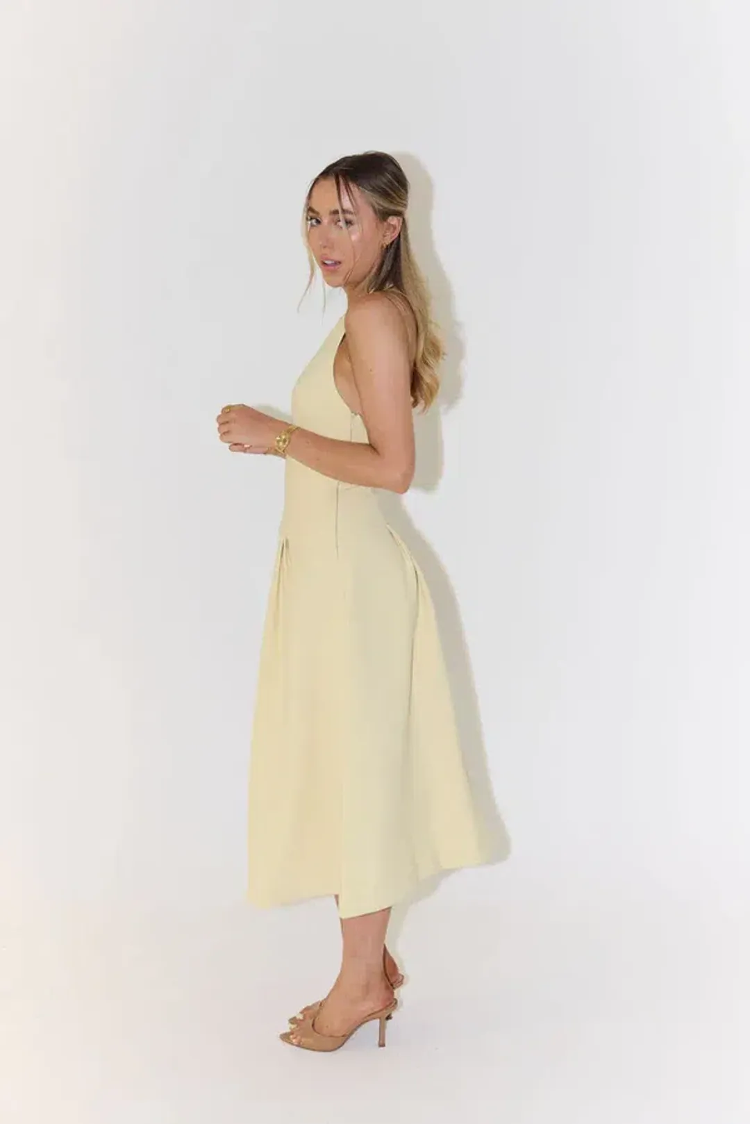 Odd Muse - The Ultimate Muse Dropped Hem Midi Dress - Lemon for rent on The Volte - main image