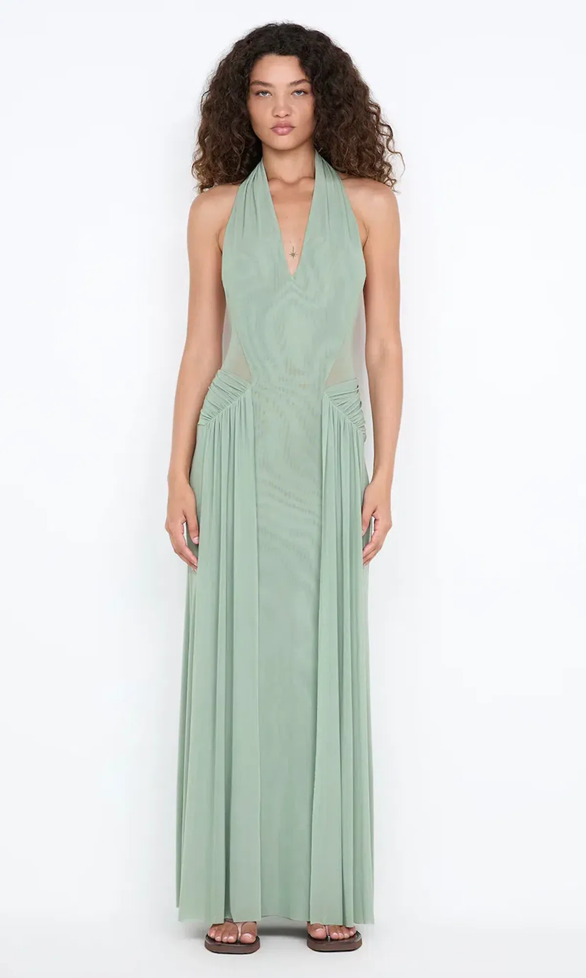 JUNIPER HALTER MAXI DRESS | PISTACHIO - SIZE 8 - Image 1
