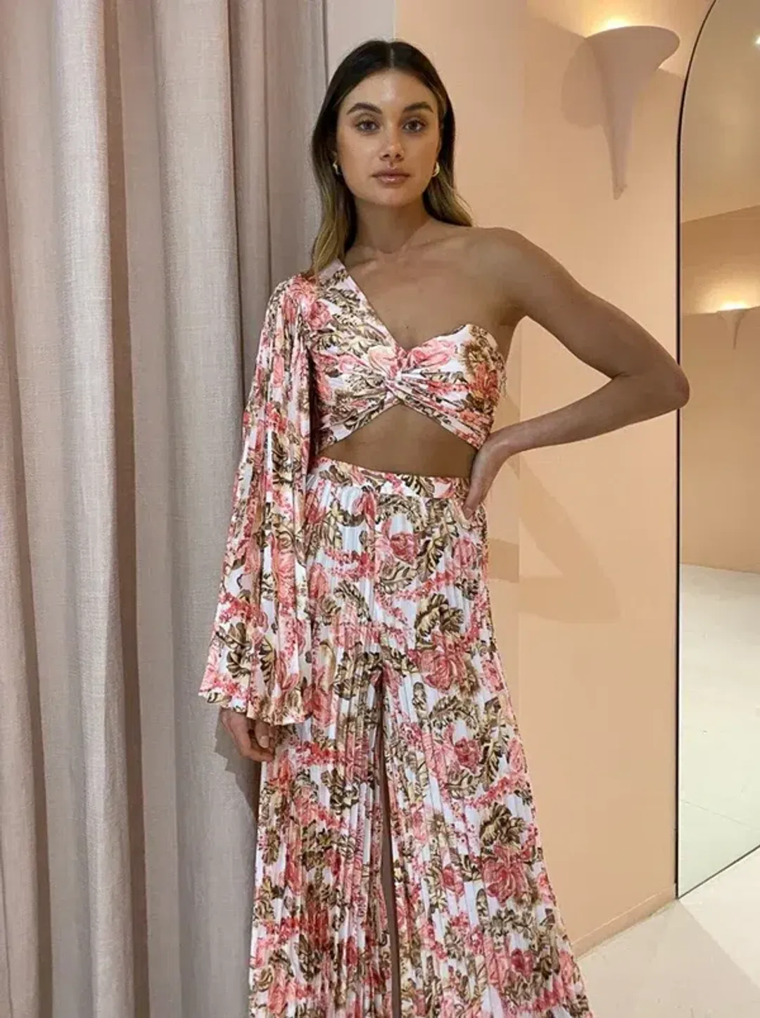 Significant Other - Simone Top And Pant Set In Pink Sangria Floral for rent on The Volte - main image