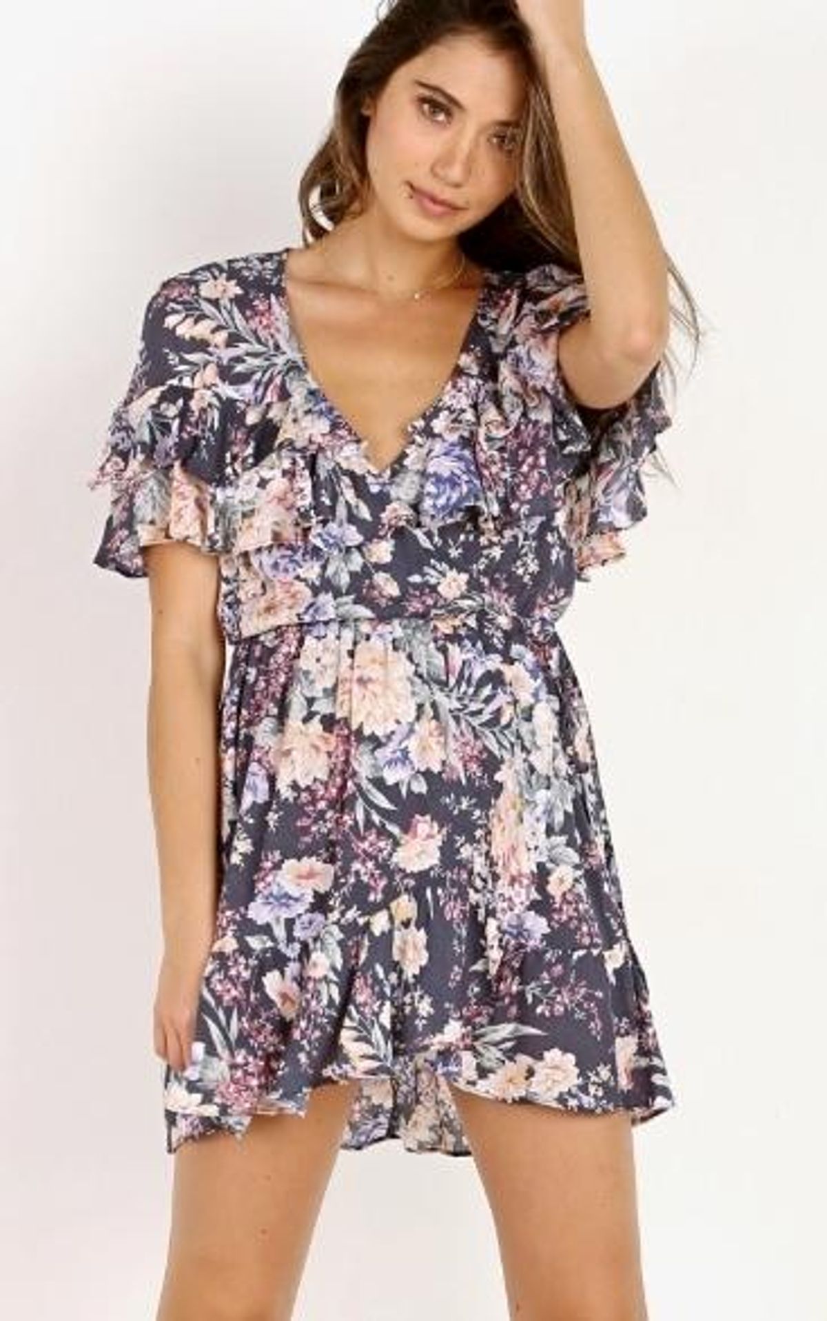 Auguste the Label Dahlia Cascade Mini Dress Size 8 for rent on The Volte - main image