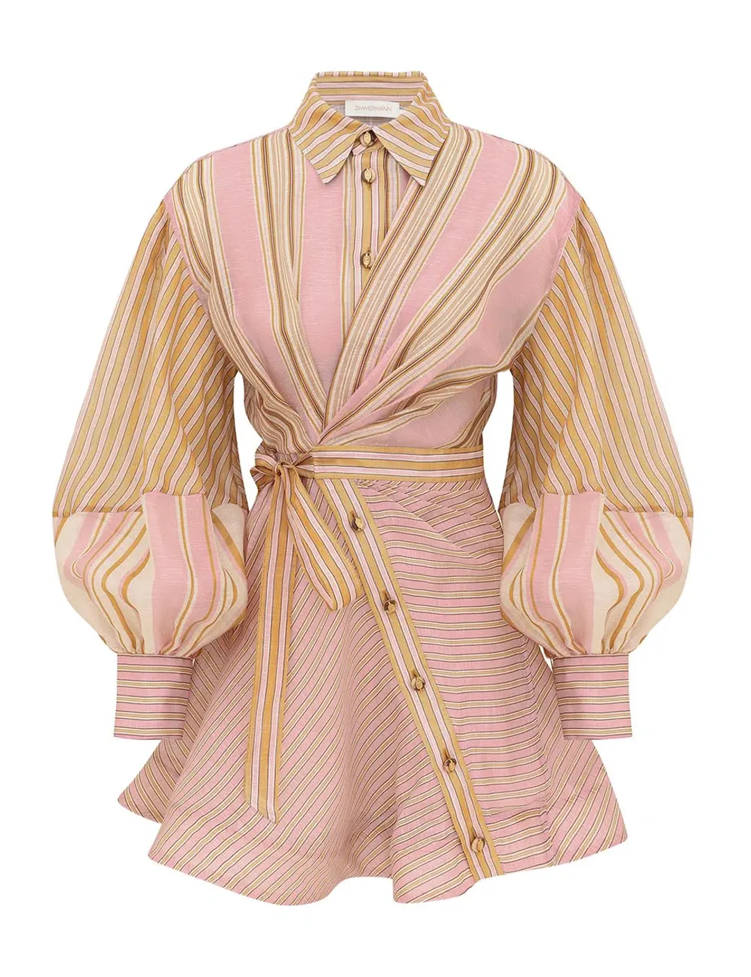 Zimmermann Alchemy Striped Mini Dress Multi Pink Stripe Size OP for rent on The Volte - main image