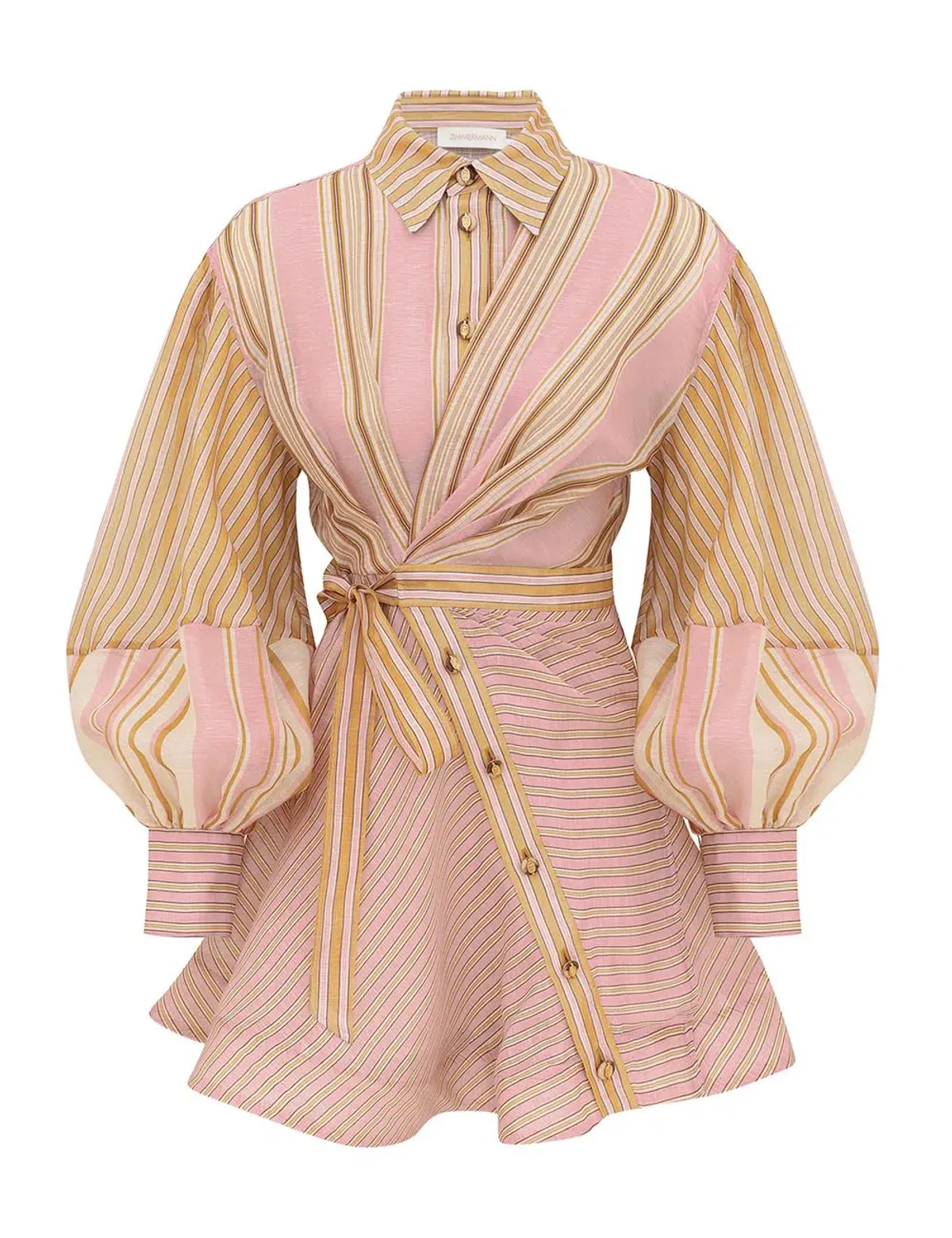 Zimmermann Alchemy Striped Mini Dress Multi Pink Stripe Size 2 - Image 1