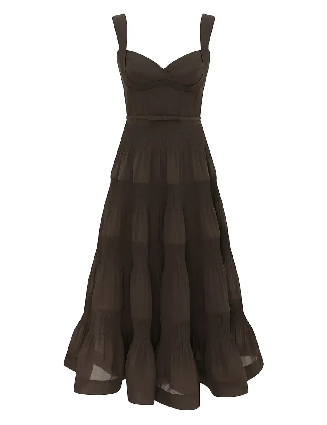 Zimmermann Pleated Draped Midi Dress Olive Size 3 for rent on The Volte - main image