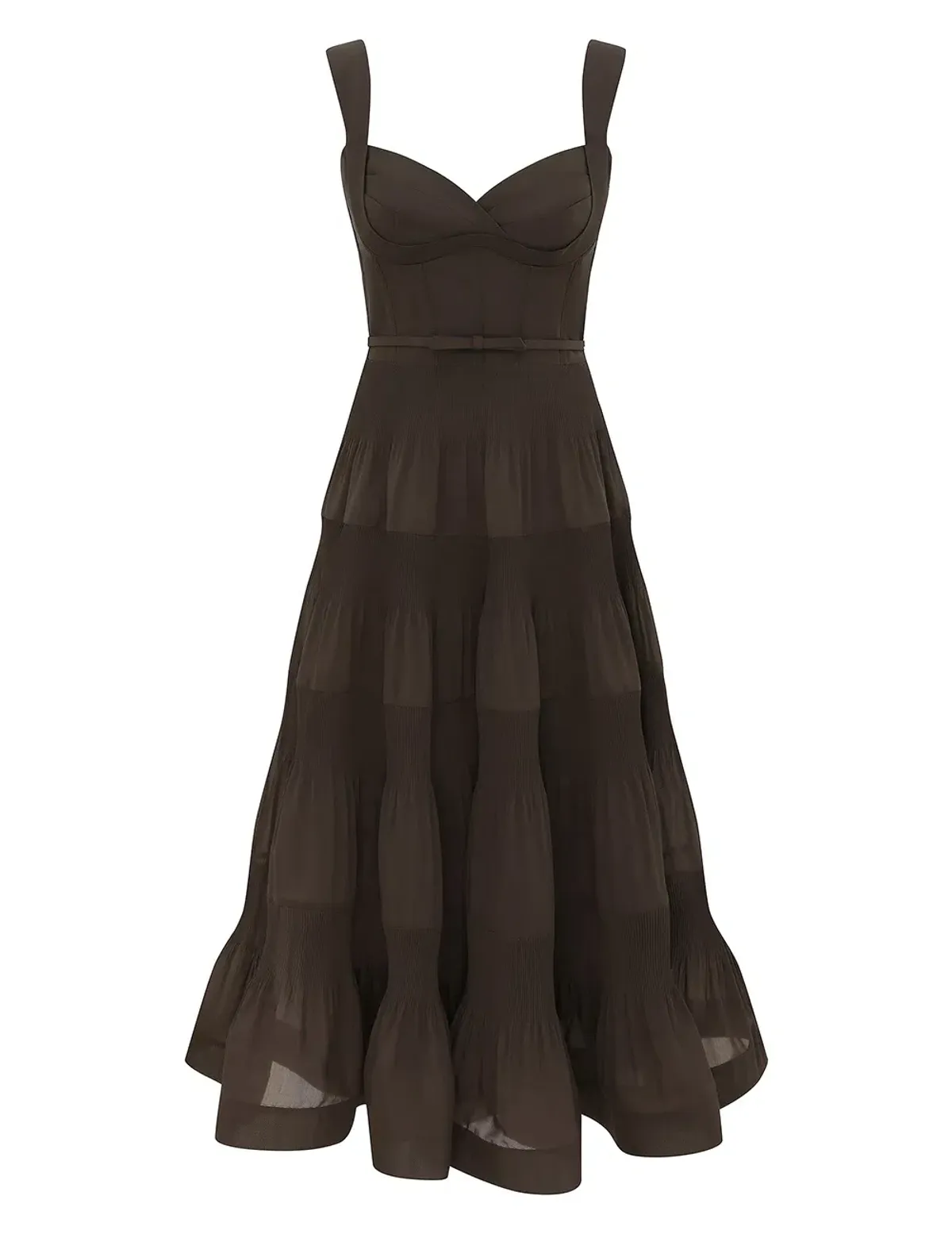 Zimmermann Pleated Draped Midi Dress Olive Size 3 - Image 1