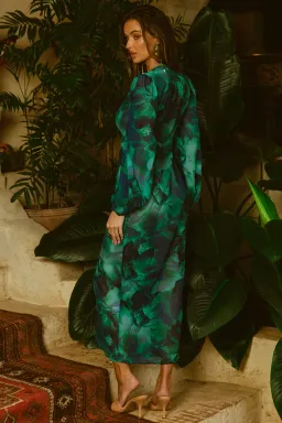 Runaway Calista Midi Dress Watercolour Green Size AU 8 / S for rent on The Volte - image 5