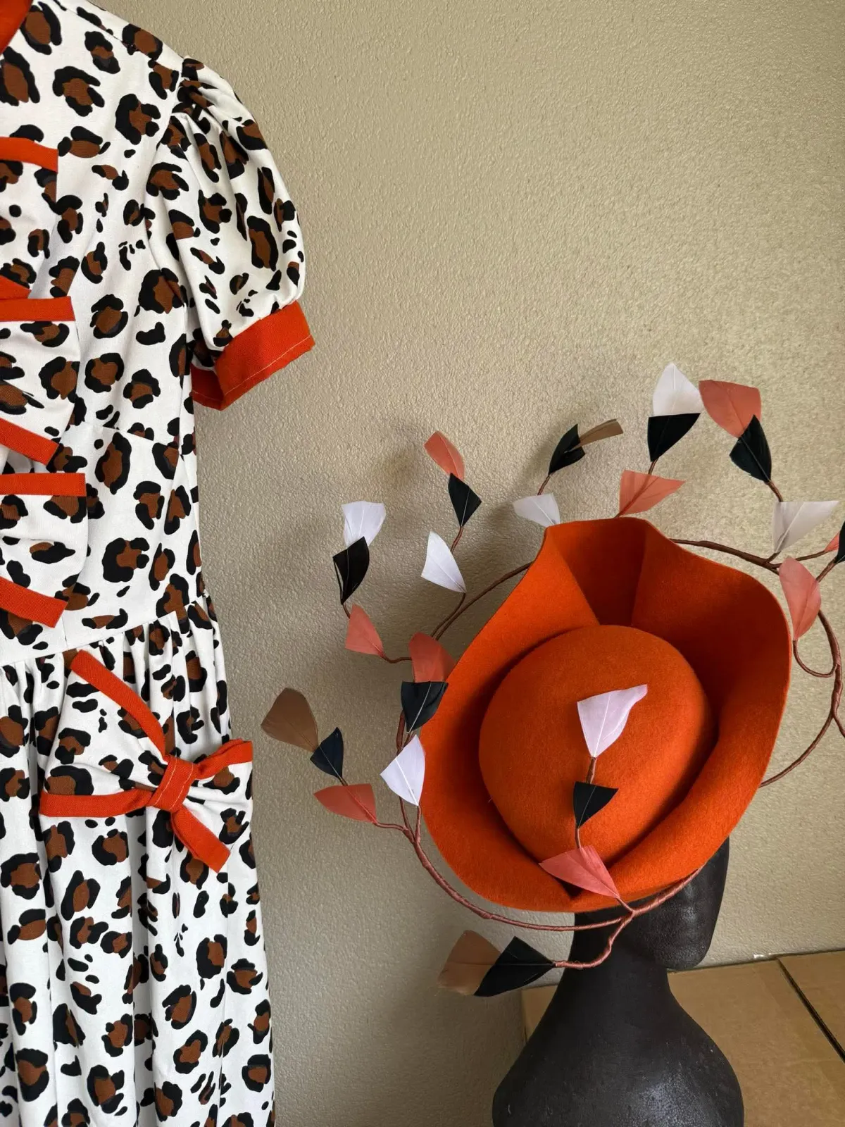 SONLIA CUSTOM MAXI DRESS WHITE/BROWN/ORANGE SIZE 12 - Image 2