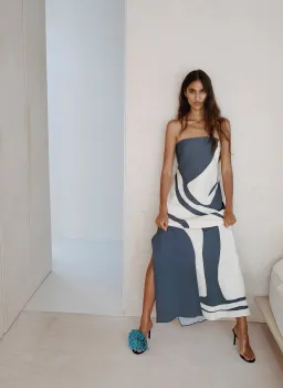 Sir the label Lilou strapless dress in liora charcoal blue size 3(12) for rent on The Volte - image 1