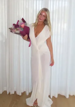 Bec and Bridge Leia Drape Gown Butter Cream White Size 8 for rent on The Volte - image 10