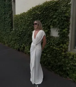 Bec and Bridge Leia Drape Gown Butter Cream White Size 8 for rent on The Volte - image 5