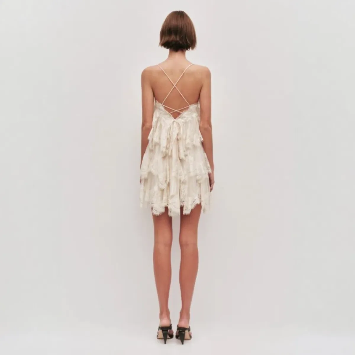 AJE Ophelia Lace Mini Dress In Pastel Yellow Size 14 - Image 2