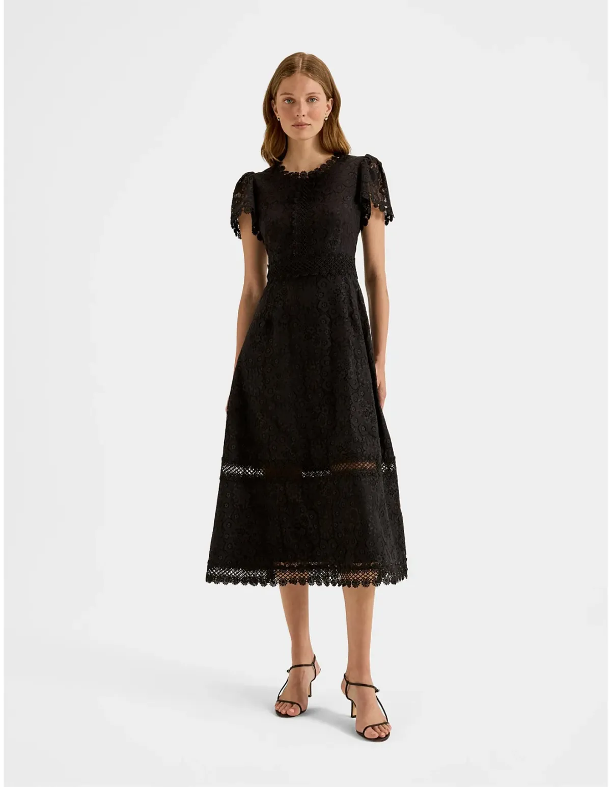 Review Cosmos Lace Midi Dress Black Size 10 - Image 1