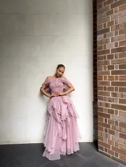 NISHA GOWN | FAWN PINK - SIZE 10 for rent on The Volte - image 2